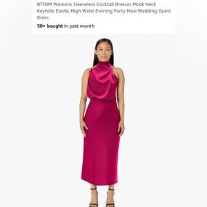 BTFBM Women's Sleeveless Pink Cocktail Dress.